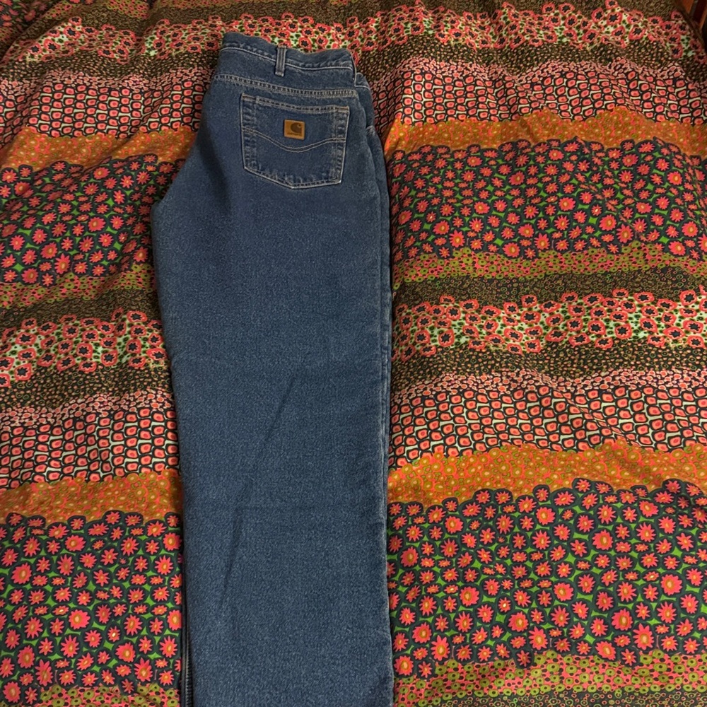 Carhartt Men's fleece lined Relaxed Fit Blue Jeans 36x32